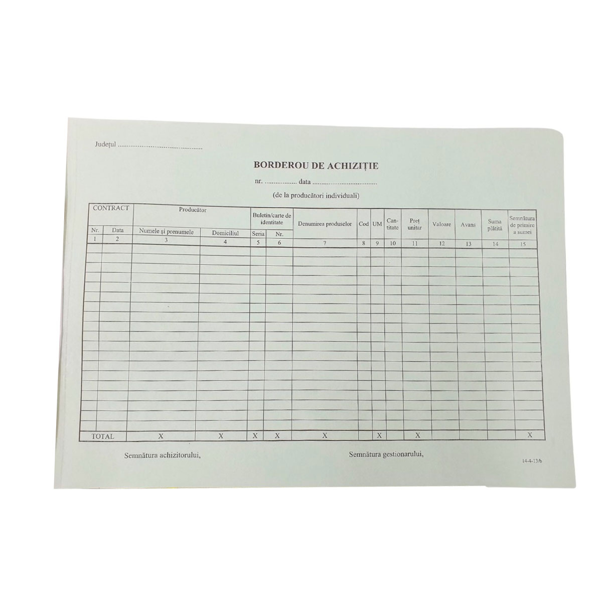 Registre și cuburi de hârtie - Borderou achizitii autocopiativ