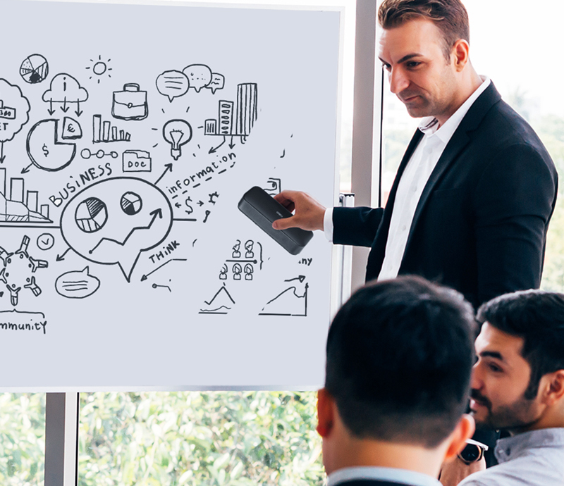 Burete magnetic whiteboard negru deli [2]