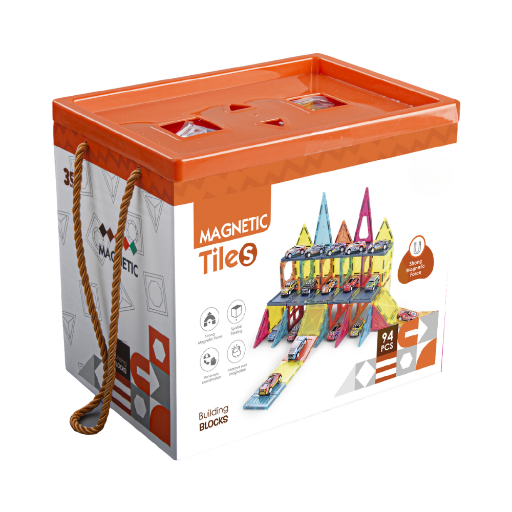 Jucării și Jocuri pentru copii - Joc magnetic - Parcarea masinutelor 94 piese (7.5 cm)