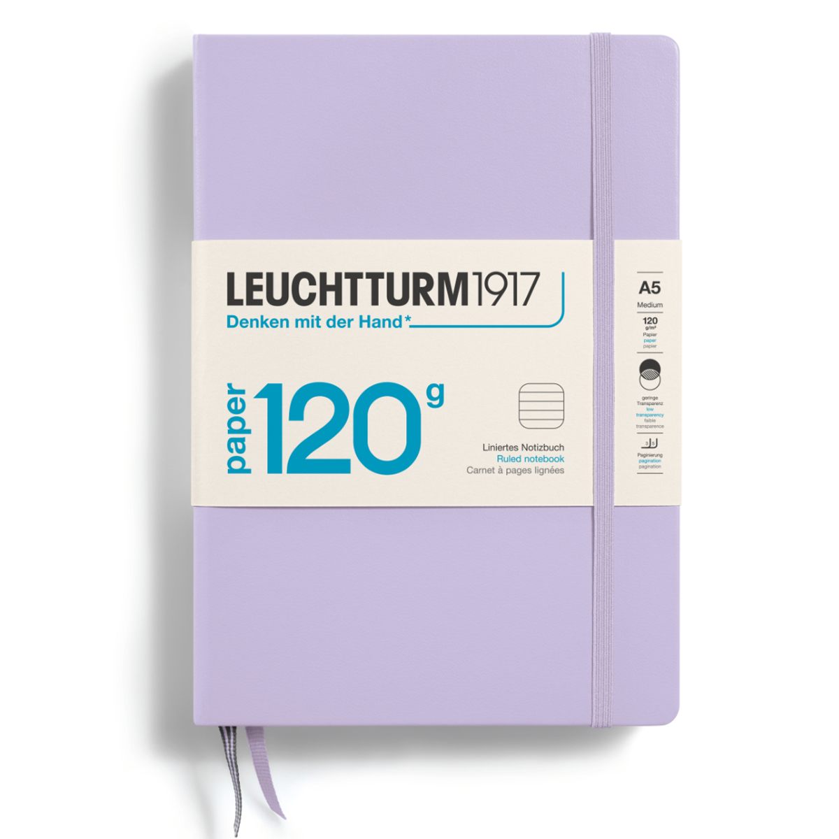 Caiet a5 dictando 120g coperta rigida lila leuchtturm
