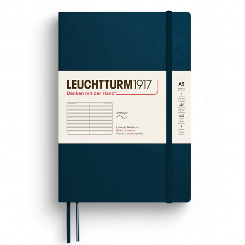 Caiet a5 dictando coperta flexibila albastru marin leuchtturm