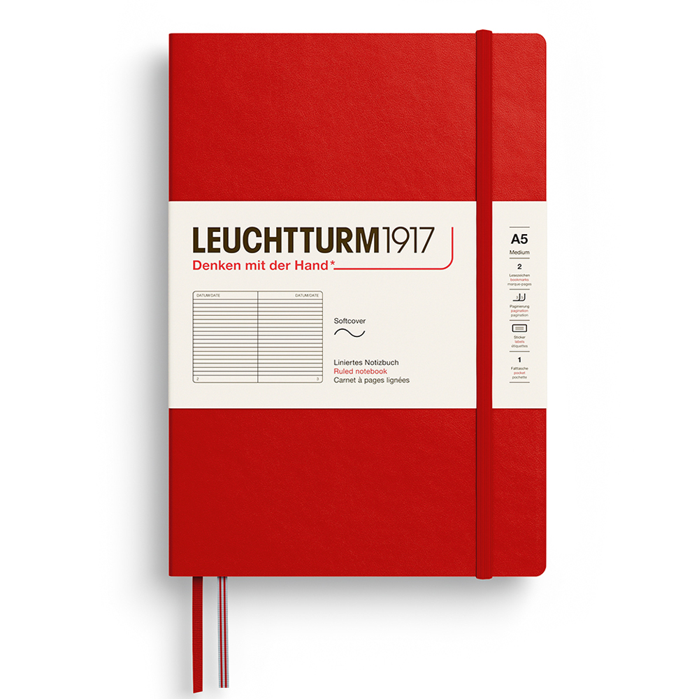 Caiet a5 dictando coperta flexibila rosu cherry leuchtturm