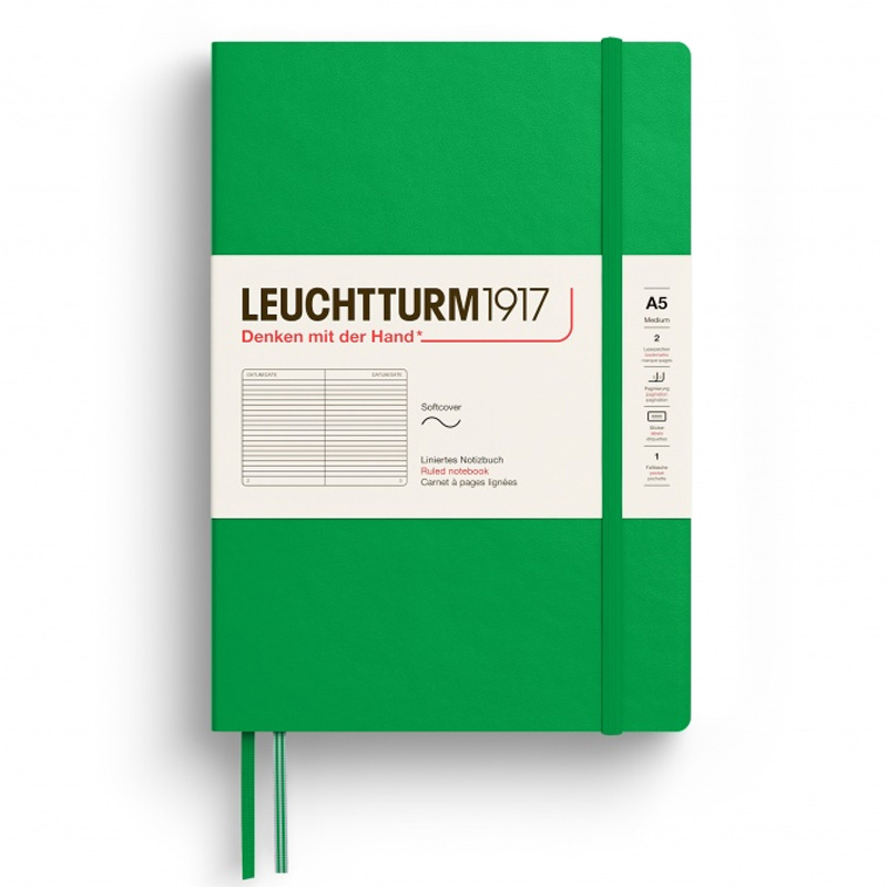 Caiet a5 dictando coperta flexibila verde primavaratic leuchtturm