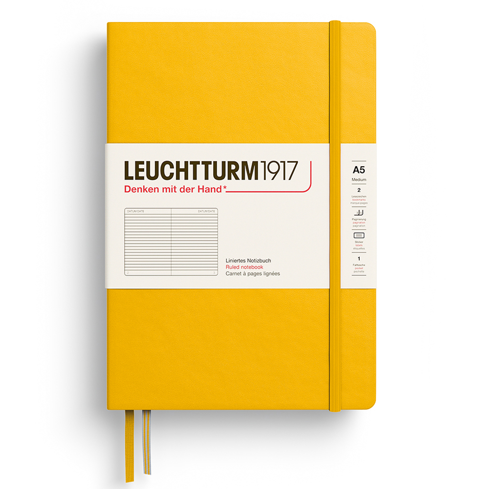 Caiet a5 dictando coperta rigida galben floarea soarelui leuchtturm