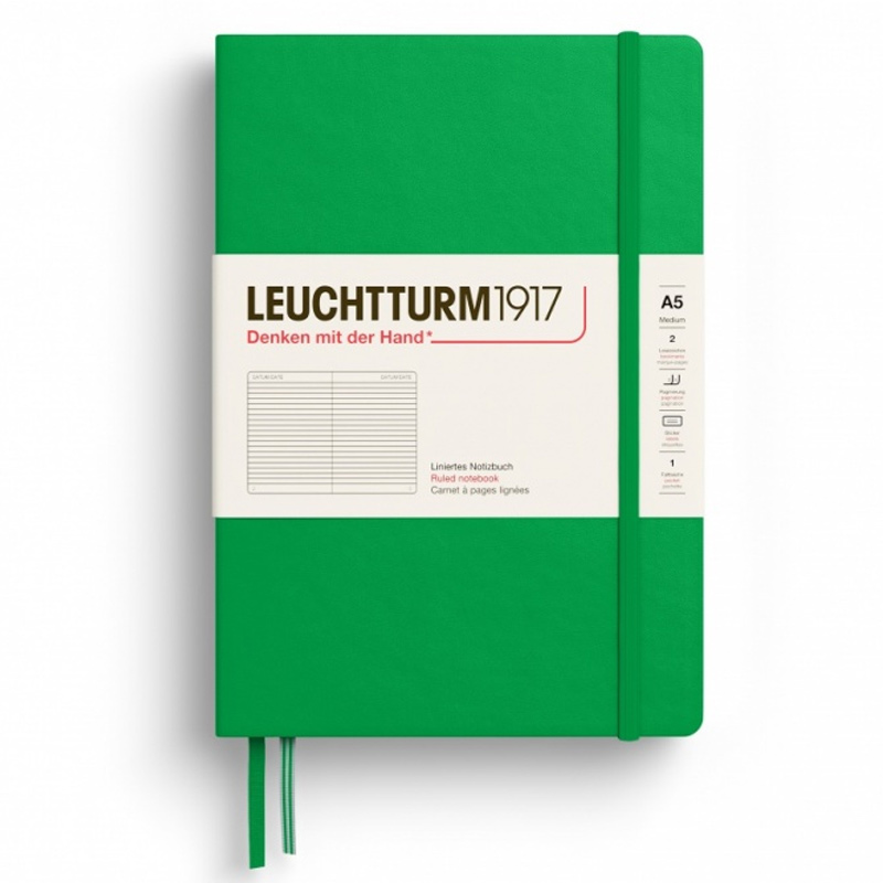 Caiet a5 dictando coperta rigida verde primavaratic leuchtturm