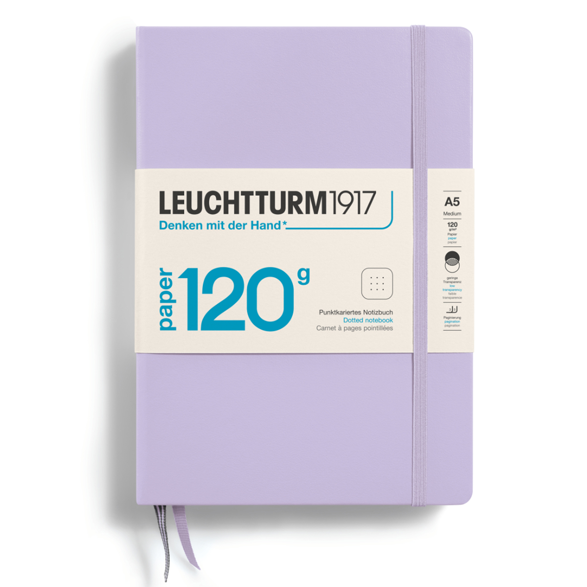 Caiet a5 punctat 120g coperta rigida lila leuchtturm