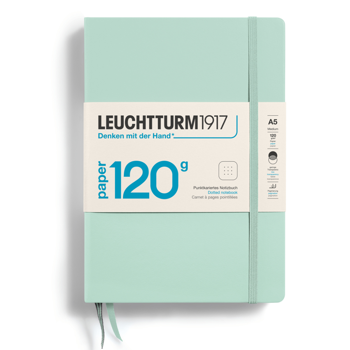 Caiet a5 punctat 120g coperta rigida verde menta leuchtturm