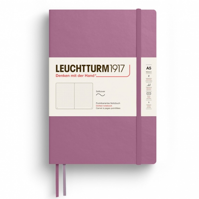 Caiet a5 punctat coperta flexibila dusty rose leuchtturm