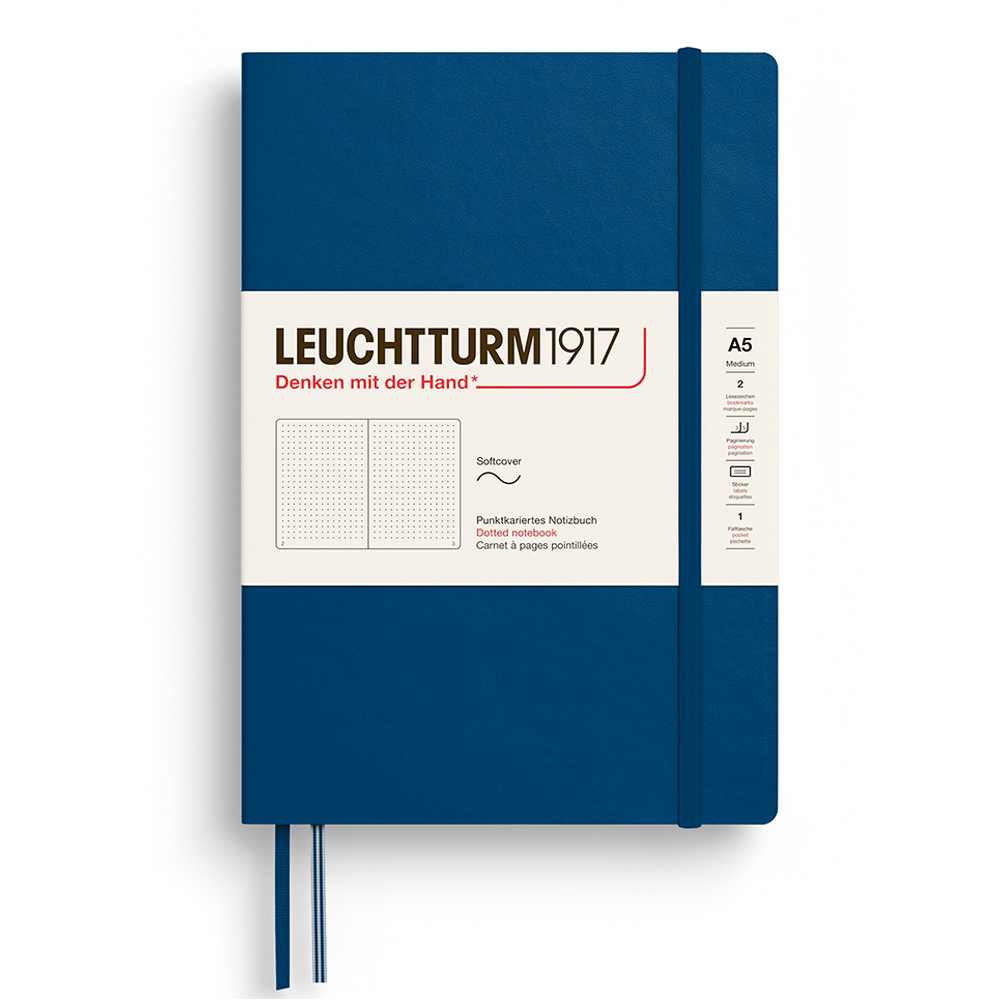 Caiet a5 punctat coperta flexibila indigo leuchtturm