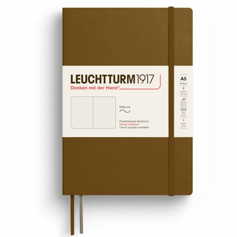 Caiet a5 punctat coperta flexibila maro scortisoara leuchtturm