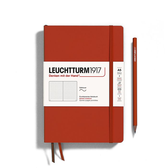 Caiet a5 punctat coperta flexibila rosu inchis leuchtturm