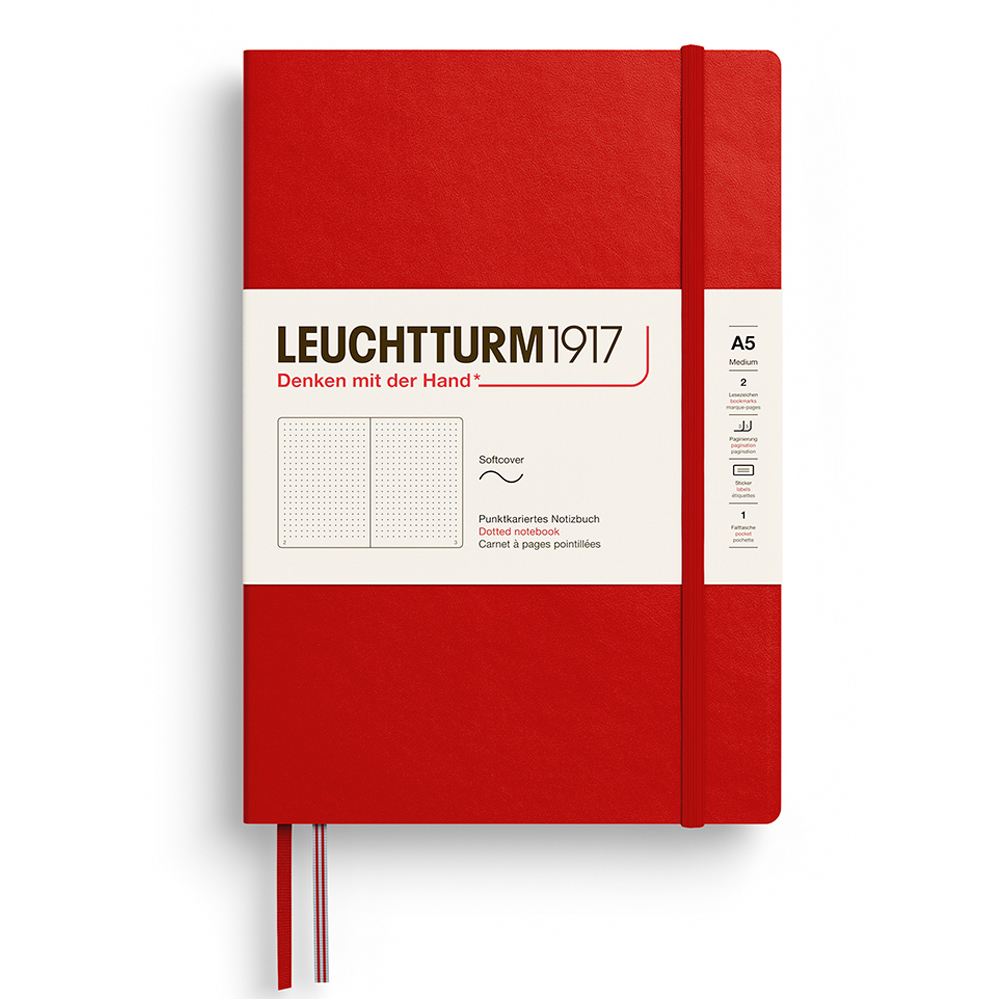 Caiet a5 punctat coperta flexibila rosu cherry leuchtturm