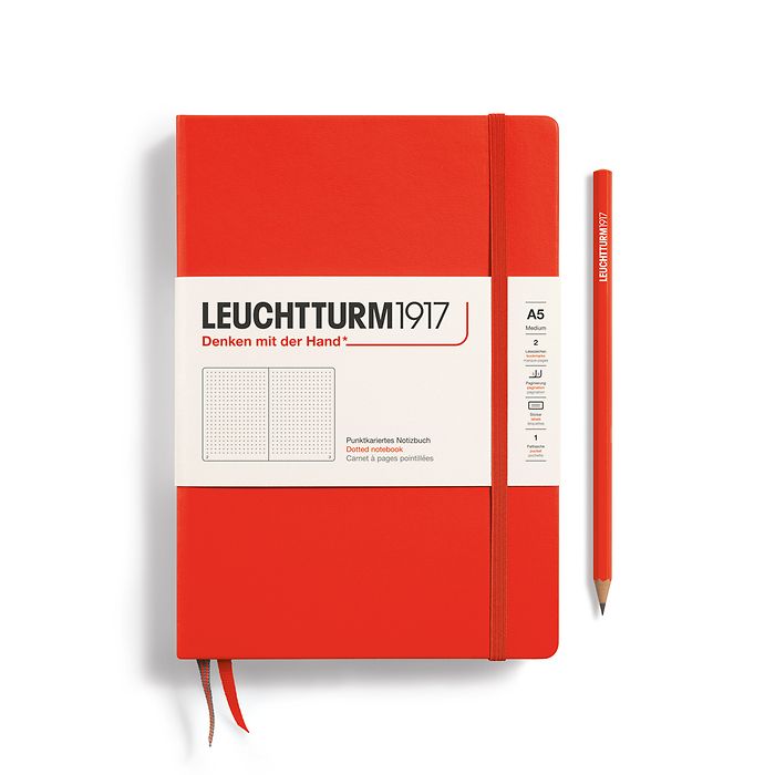 Caiet a5 punctat coperta rigida portocaliu inchis lobster leuchtturm
