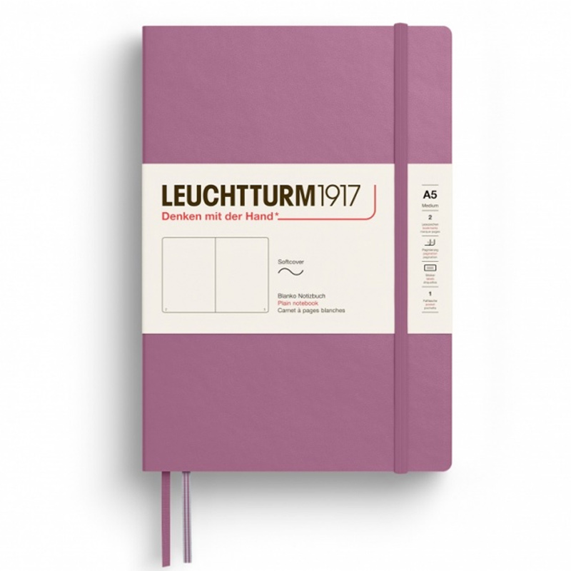 Caiet a5 velin coperta flexibila dusty rose leuchtturm
