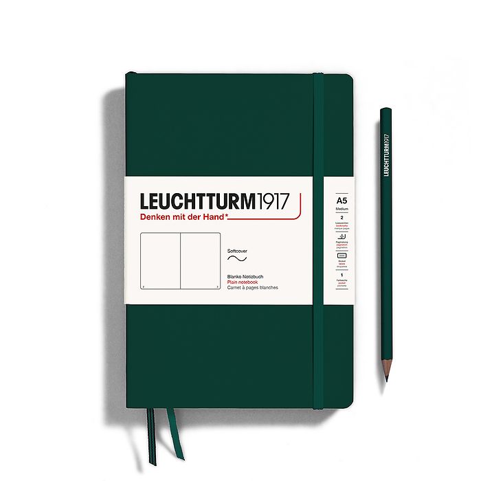 Caiet a5 velin coperta flexibila verde padure leuchtturm
