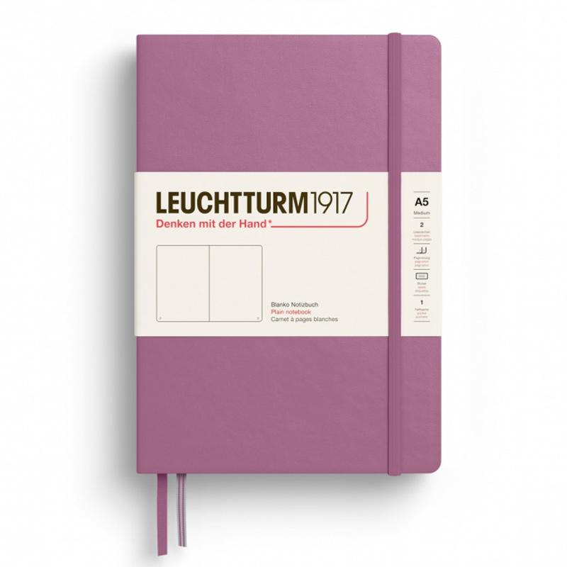 Caiet a5 velin coperta rigida dusty rose leuchtturm