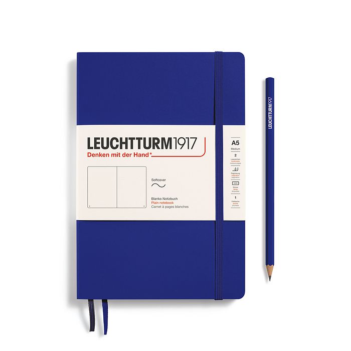 Caiet a5 velin coperta flexibila albastru cerneala leuchtturm