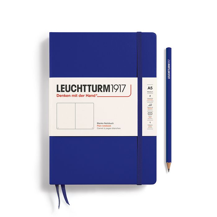 Caiet a5 velin coperta rigida albastru cerneala leuchtturm