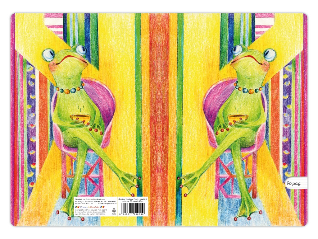 Caiet Aperta, Bonjour Madame Frog, A5, 48 file, 80g, Dictando [3]