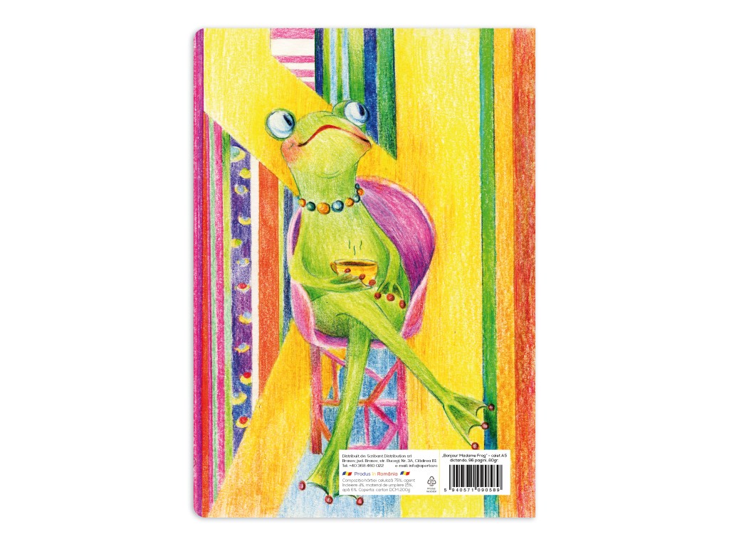 Caiet Aperta, Bonjour Madame Frog, A5, 48 file, 80g, Dictando [2]