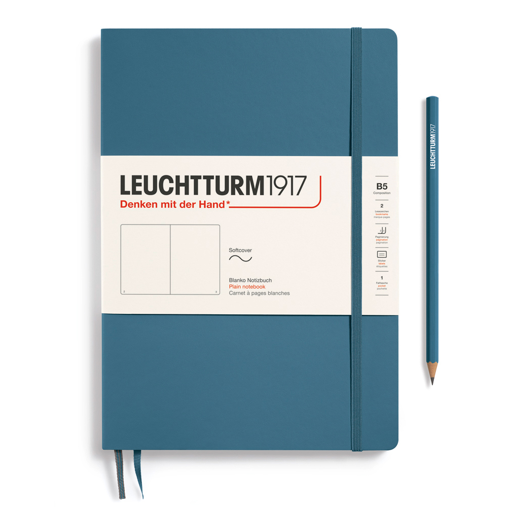 Caiet b5 velin coperta flexibila albastru piatra leuchtturm