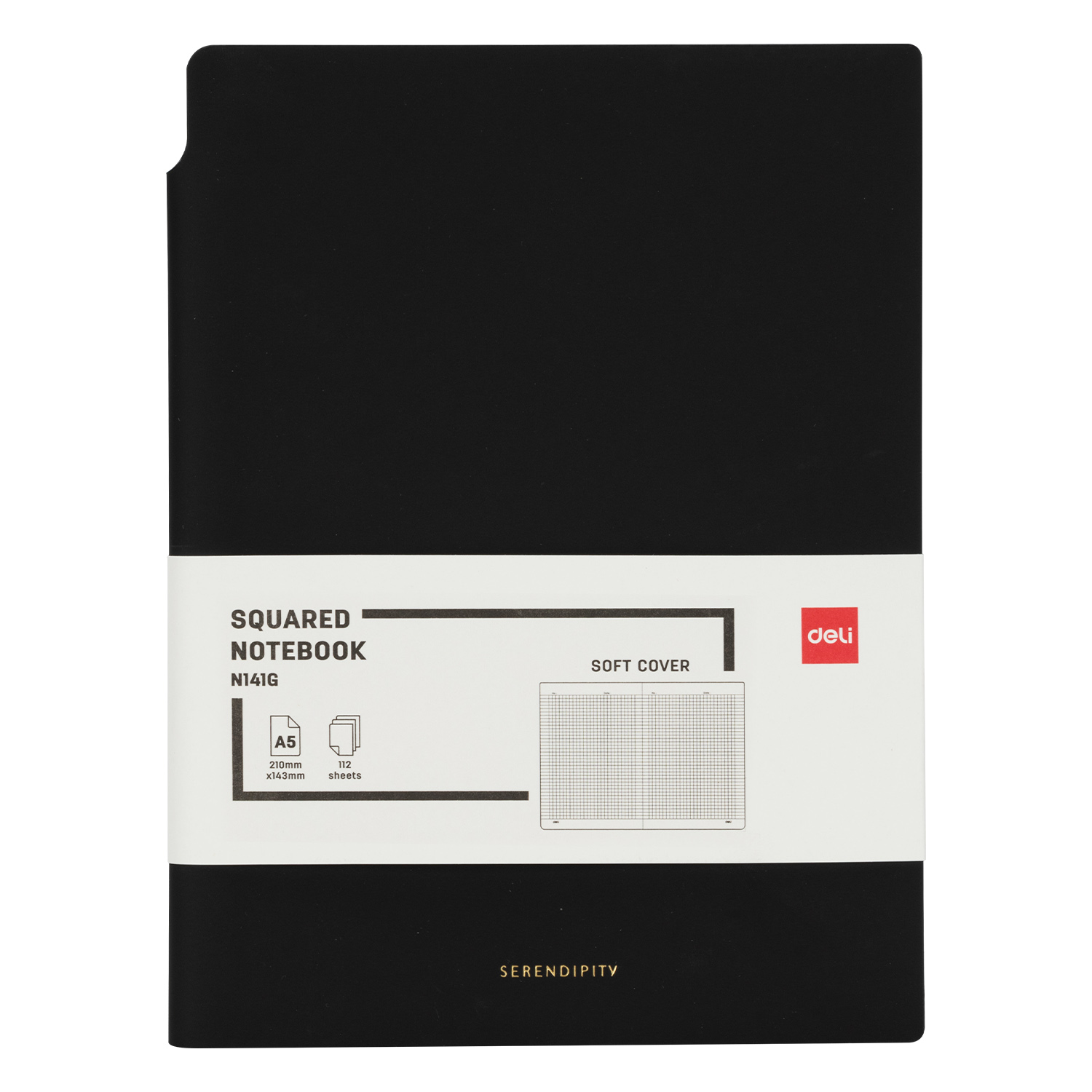 Caiet birou a5 112 file 80g aritmetica coperta piele negru n141g deli