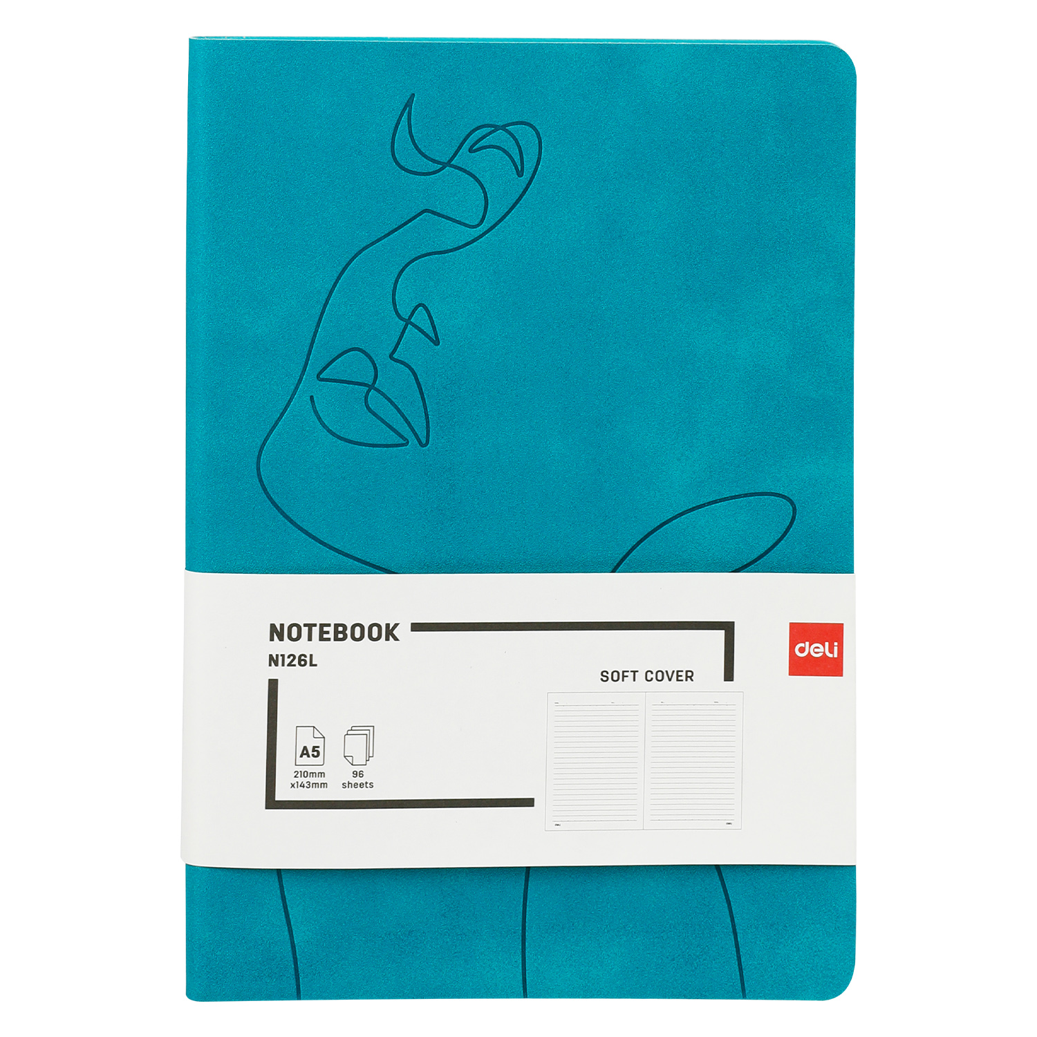 Caiet birou a5 96 file 80g dictando coperta piele turcoaz n126l deli