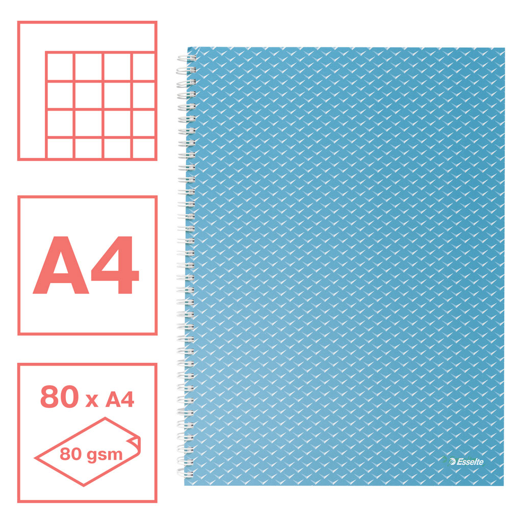Caiet birou spira a4 80 file aritmetica albastru coperta carton colour'breeze esselte [1]