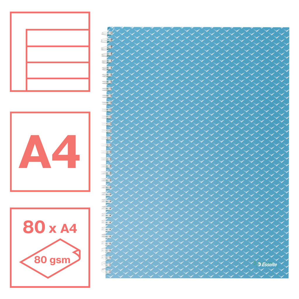 Caiet birou spira a4 80 file dictando albastru coperta carton colour'breeze esselte [1]