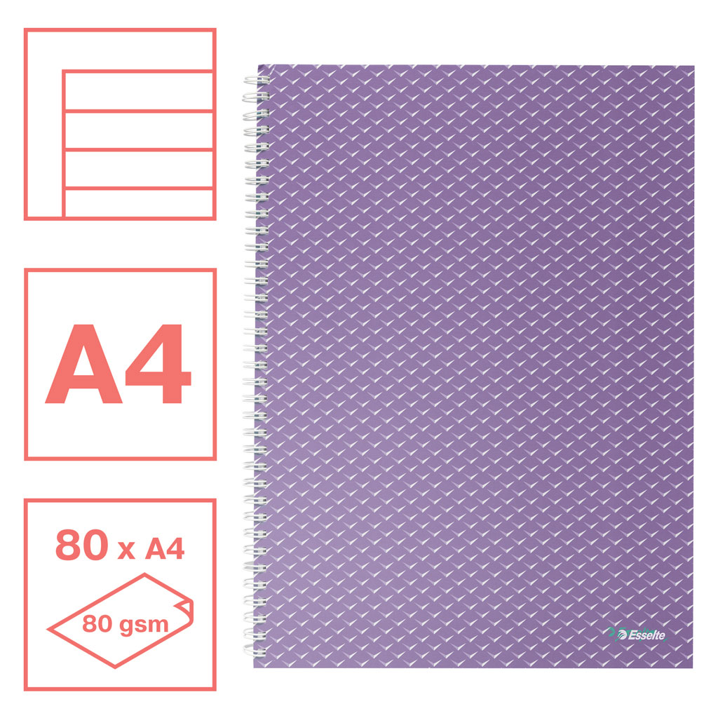 Caiet birou spira a4 80 file dictando lavanda coperta carton colour'breeze esselte [1]