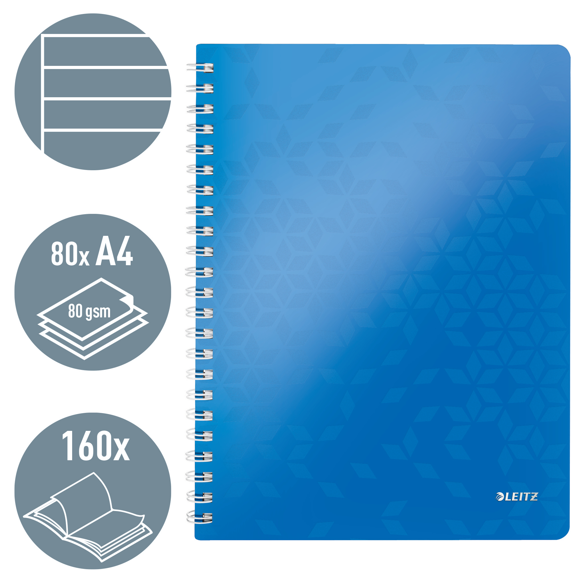 Caiet birou spira a4 dictando albastru coperta pp wow leitz [2]