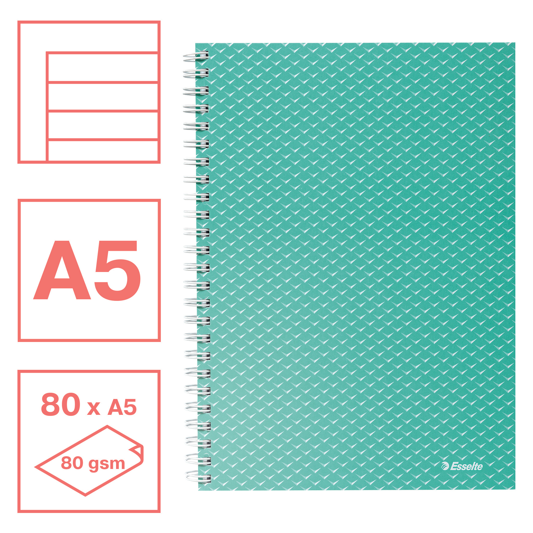 Caiet birou spira a5 80 file dictando verde coperta carton colour'breeze esselte [1]