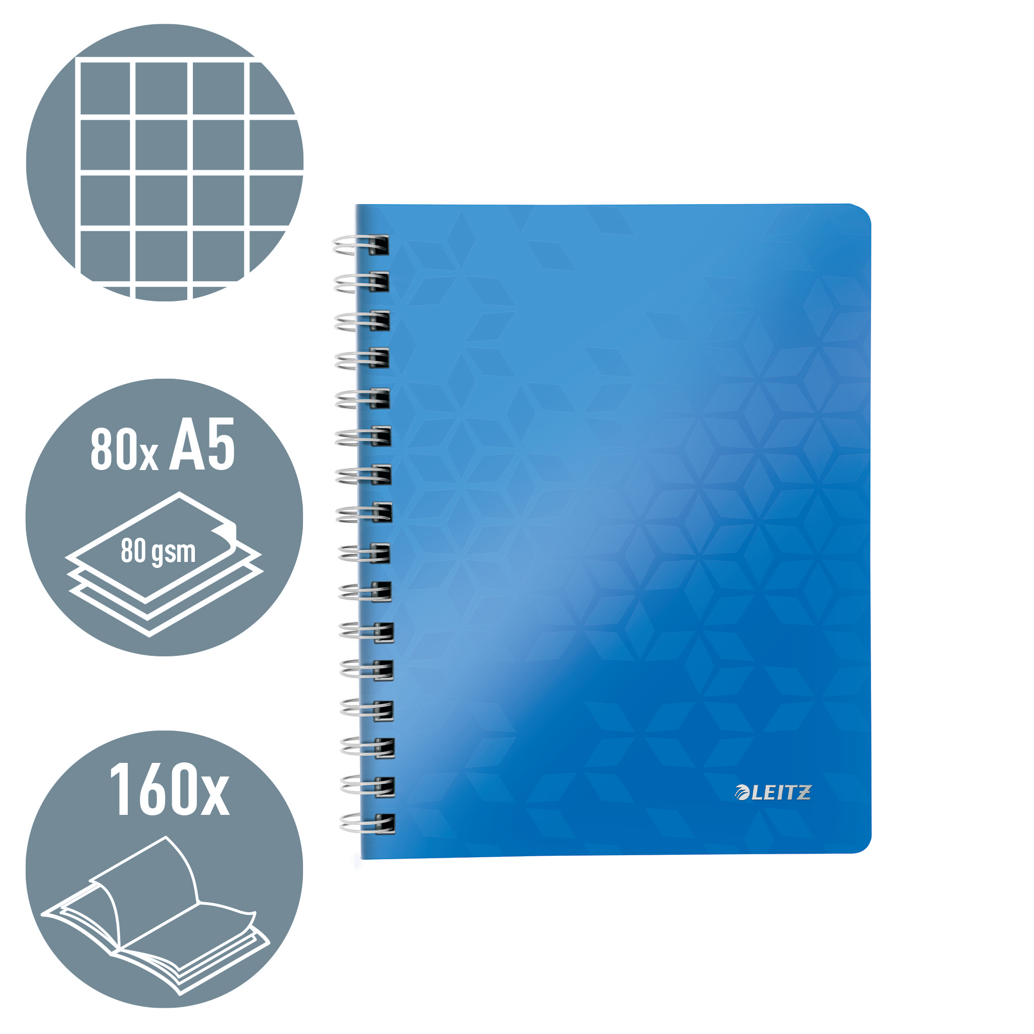 Caiet birou spira a5 aritmetica albastru coperta pp wow leitz [2]