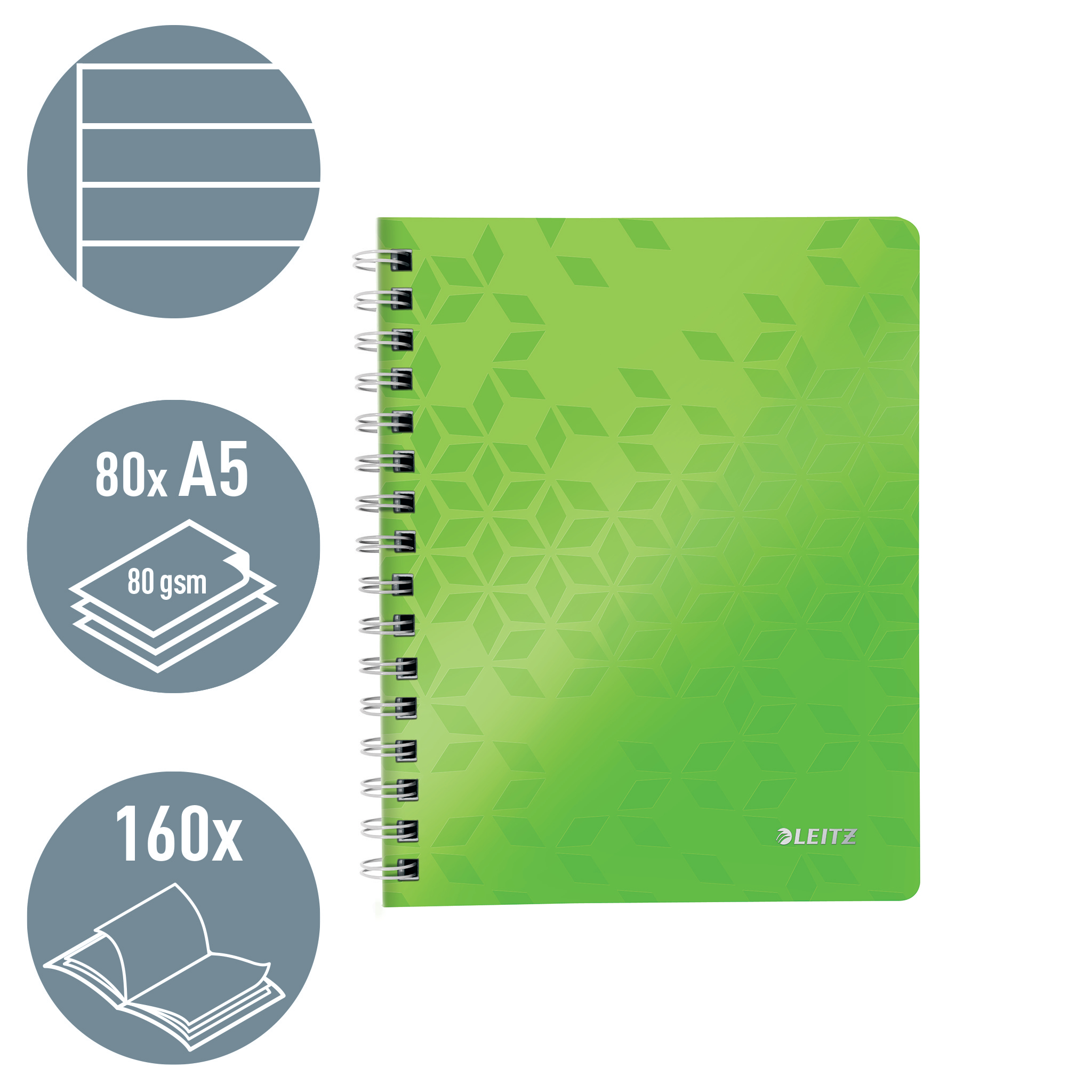 Caiet birou spira a5 dictando verde coperta pp wow leitz [2]