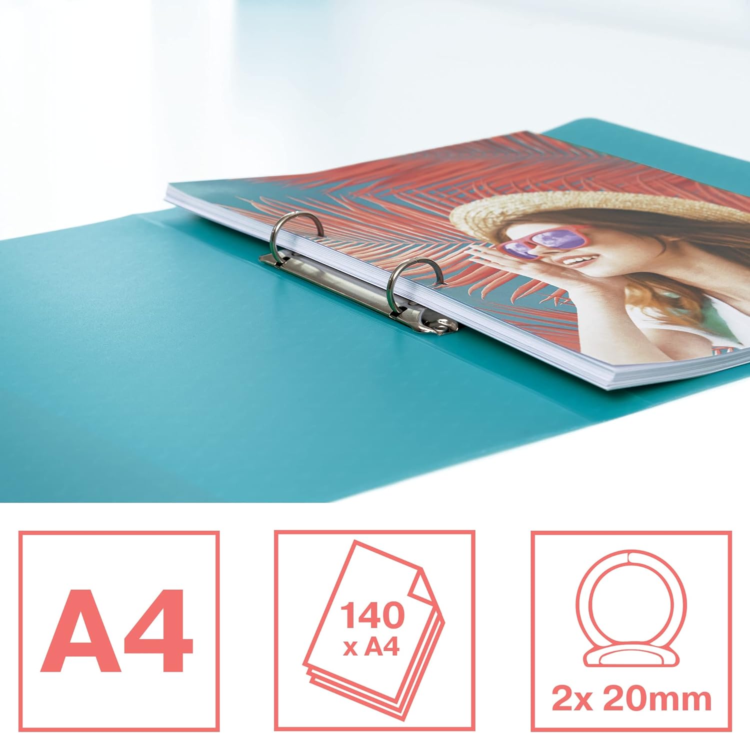 Caiet mecanic a4 2 inele 25mm/32mm coperta flexibila albastru colour'breeze esselte [1]