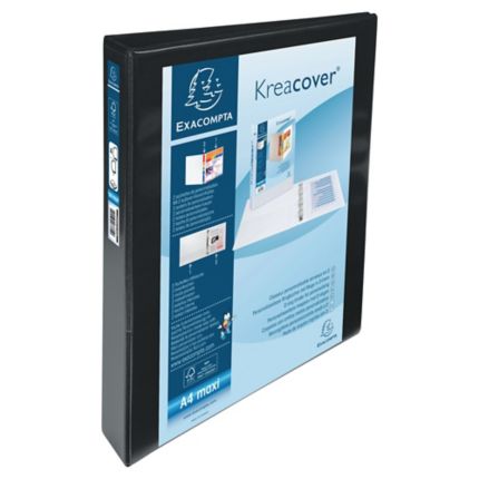 Caiete mecanice - Caiet mecanic a4+ 4 inele 44 mm 2 buzunare kreacover negru exacompta