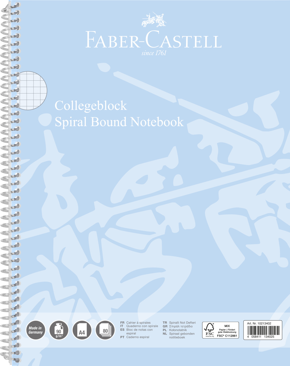 Caiet spira a4 80 file 90 gr aritmetica coperta carton bleu sky faber-castell