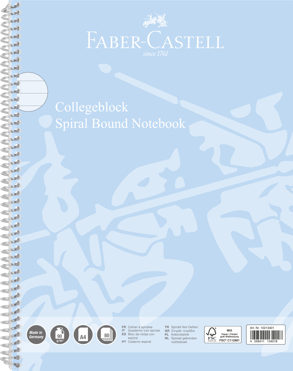 Caiet spira a4 80 file 90 gr dictando coperta carton bleu sky faber-castell