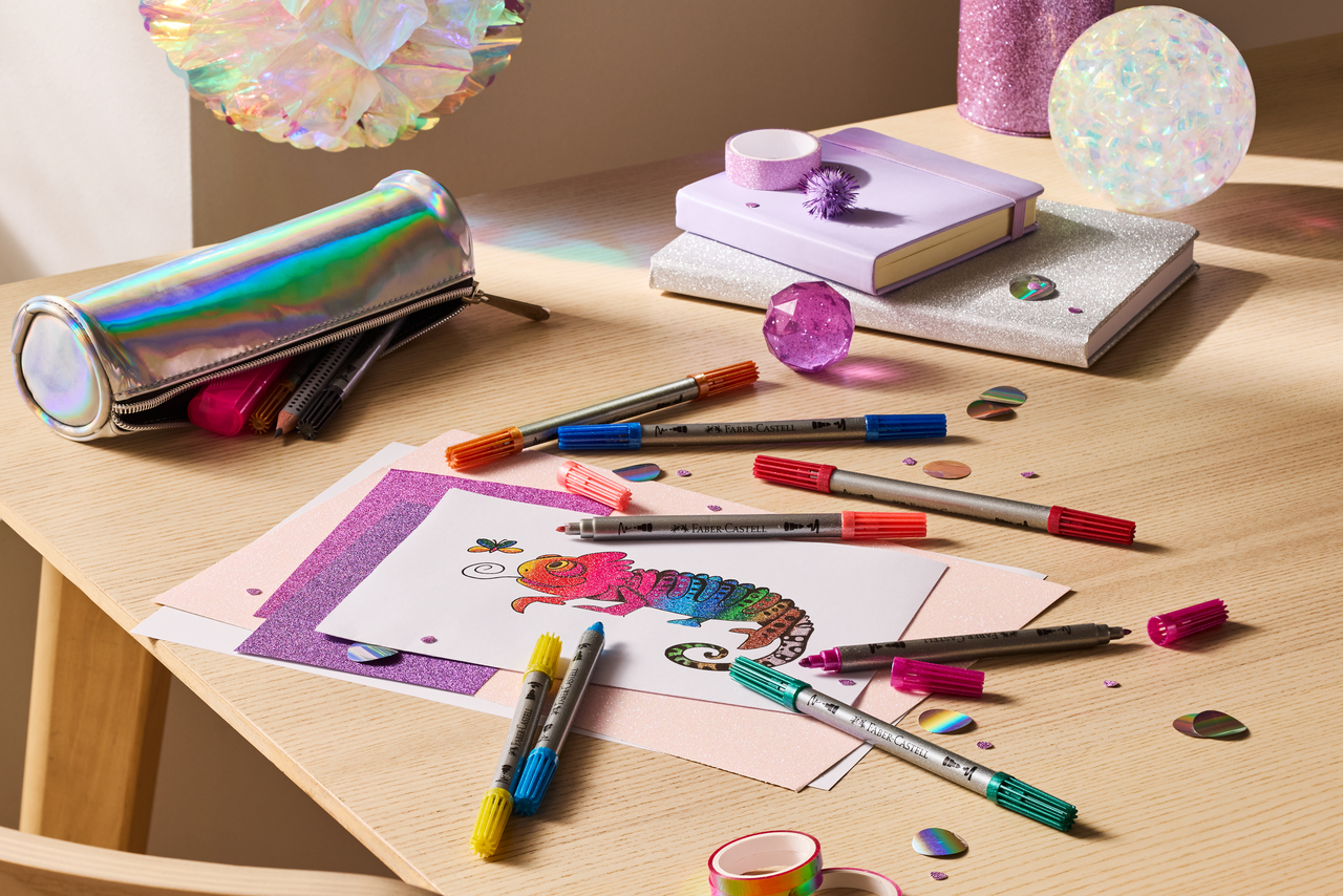 Carioca 10 culori glitter 2 capete faber-castell [2]