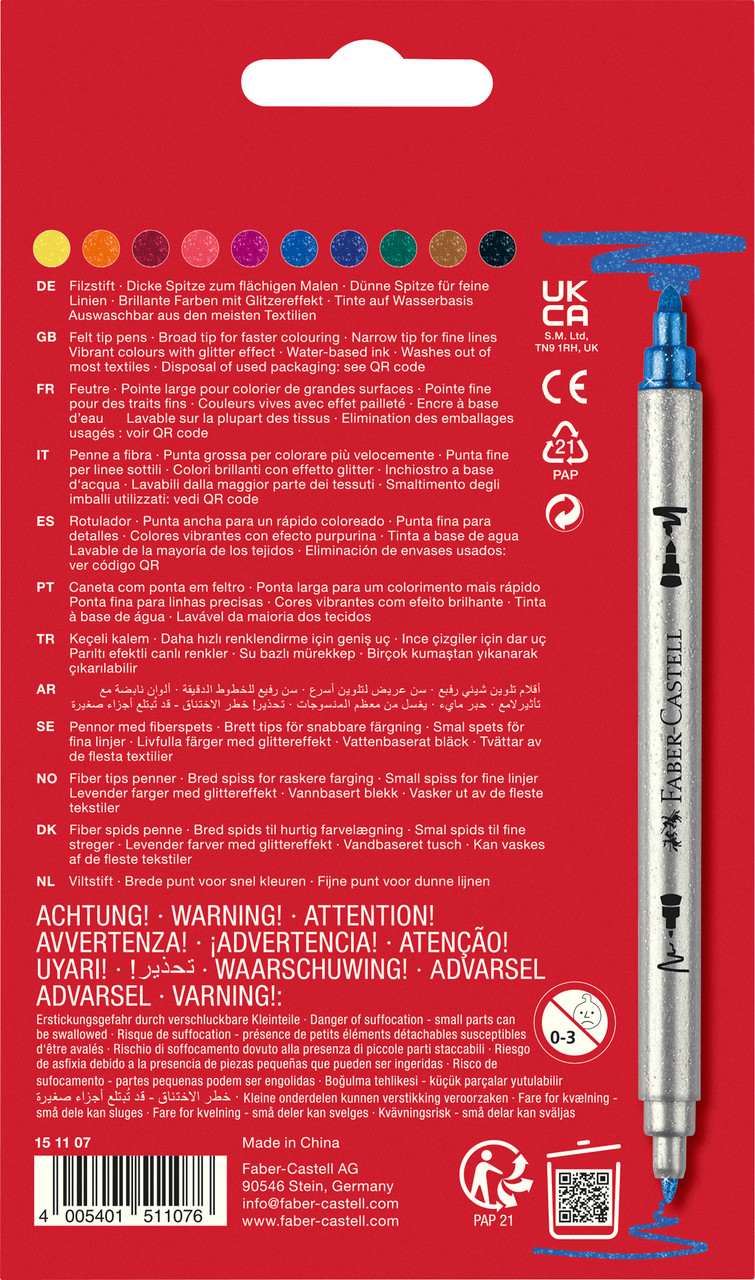 Carioca 10 culori glitter 2 capete faber-castell [1]