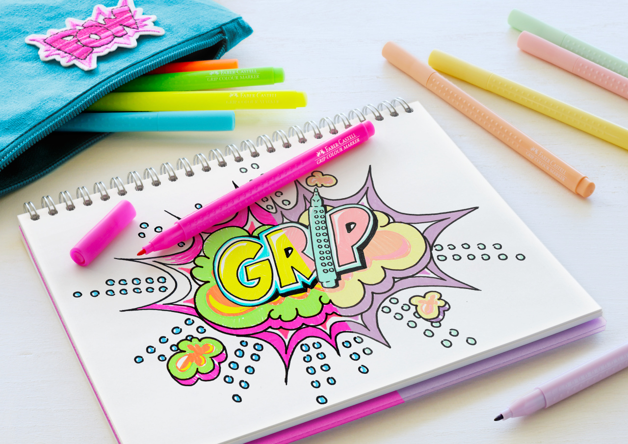 Carioca 10 culori pastel si neon grip faber-castell [1]
