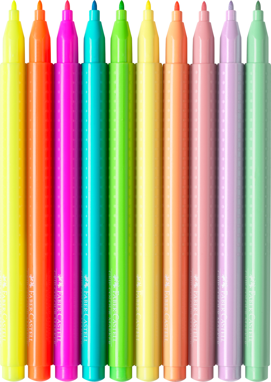 Carioca 10 culori pastel si neon grip faber-castell [2]