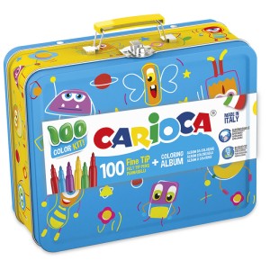 Rechizite Școlare - Carioca 100 culori cutie metalica 42500
