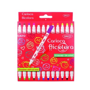Rechizite Școlare - Carioca 12 culori bicolora daco ca312 24 buc