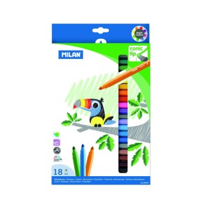 Rechizite Școlare - Carioca 18 culori varf conic milan 80092 6 buc