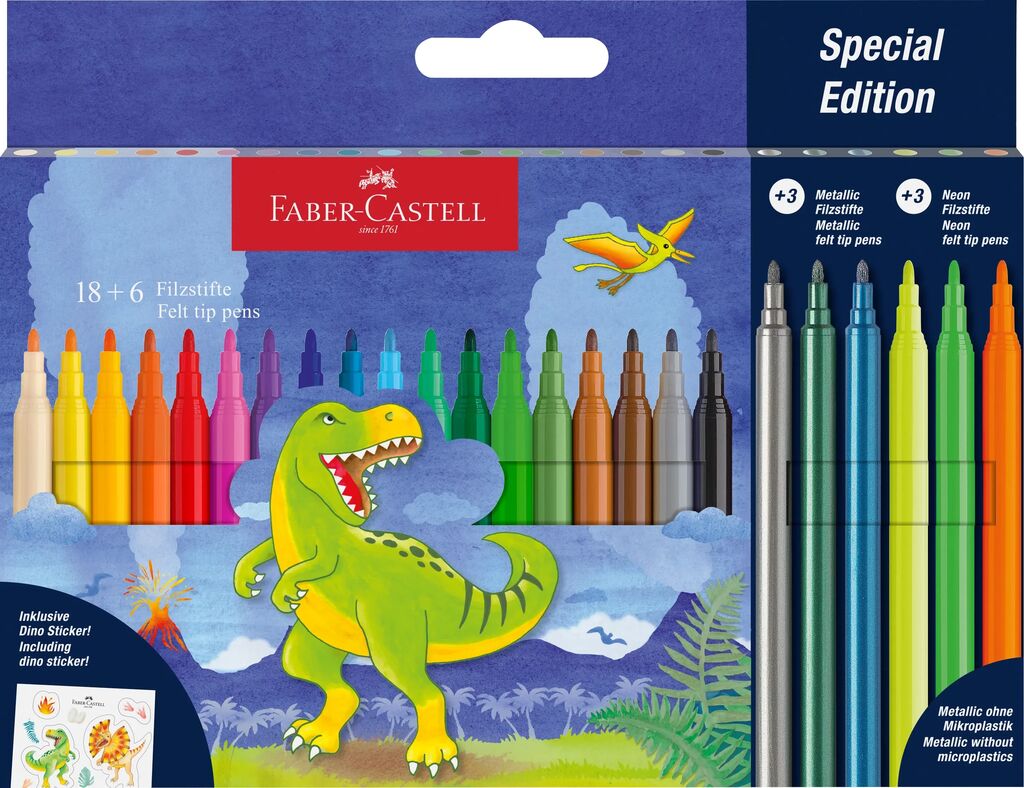 Carioca 18+6 culori dinozauri faber-castell