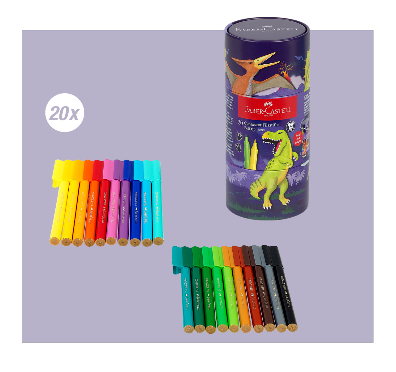 Carioca 20 culori dinozauri connector faber-castell [3]