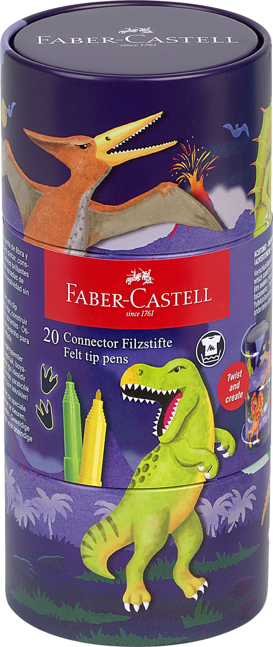 Carioca 20 culori dinozauri connector faber-castell