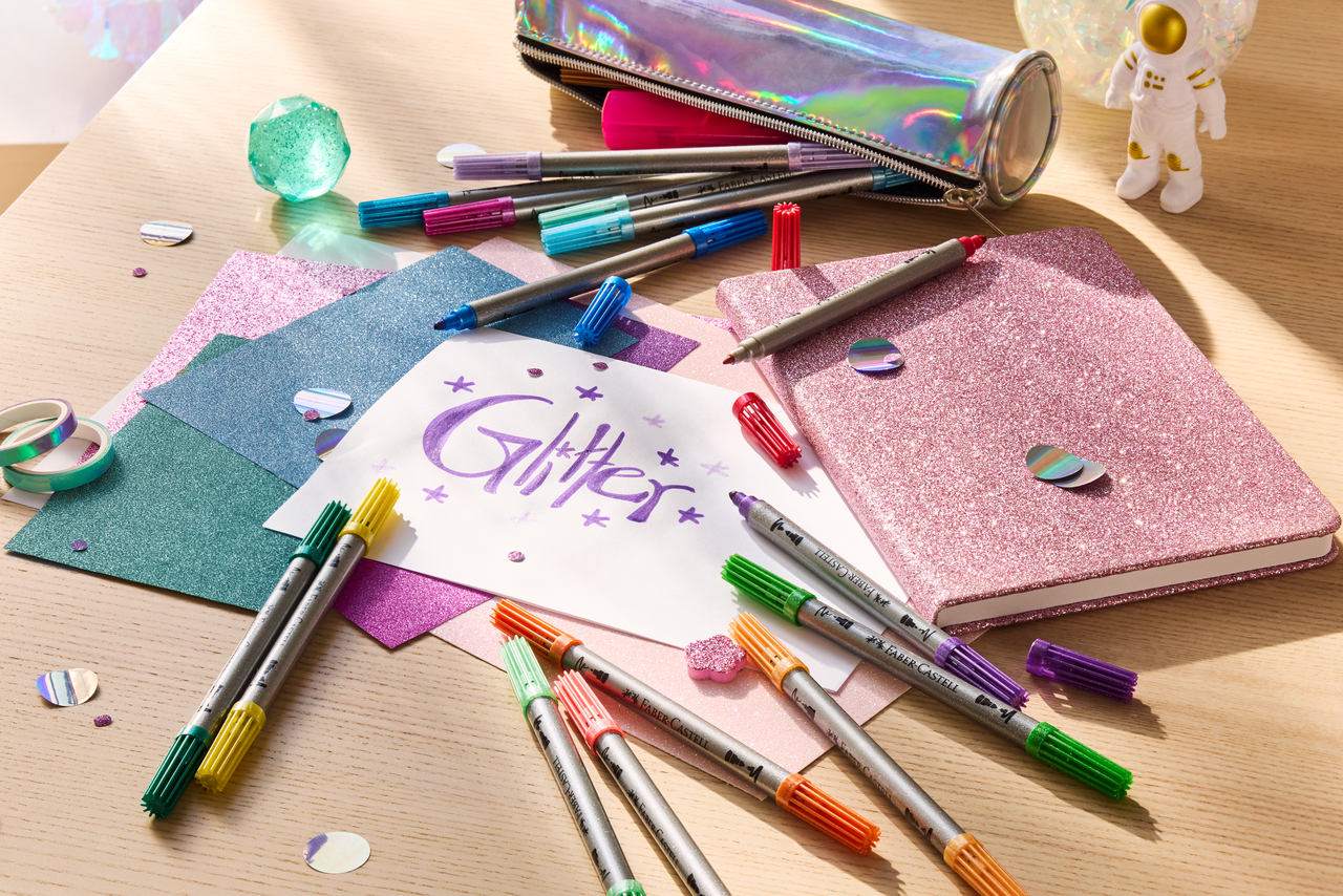 Carioca 20 culori glitter 2 capete faber-castell [3]