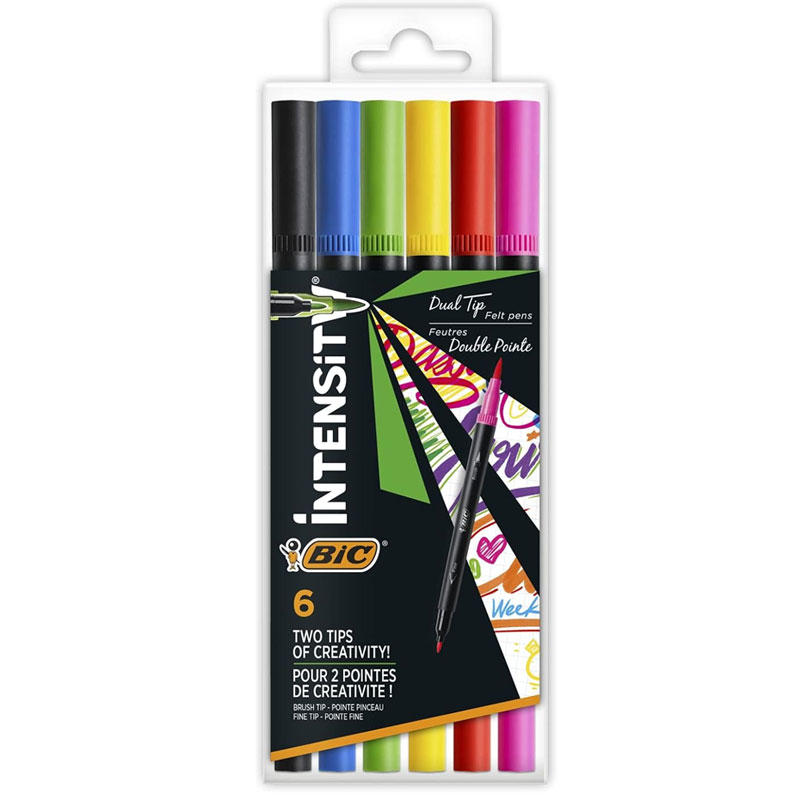 Carioca 6 culori 2 capete intensity intense bic
